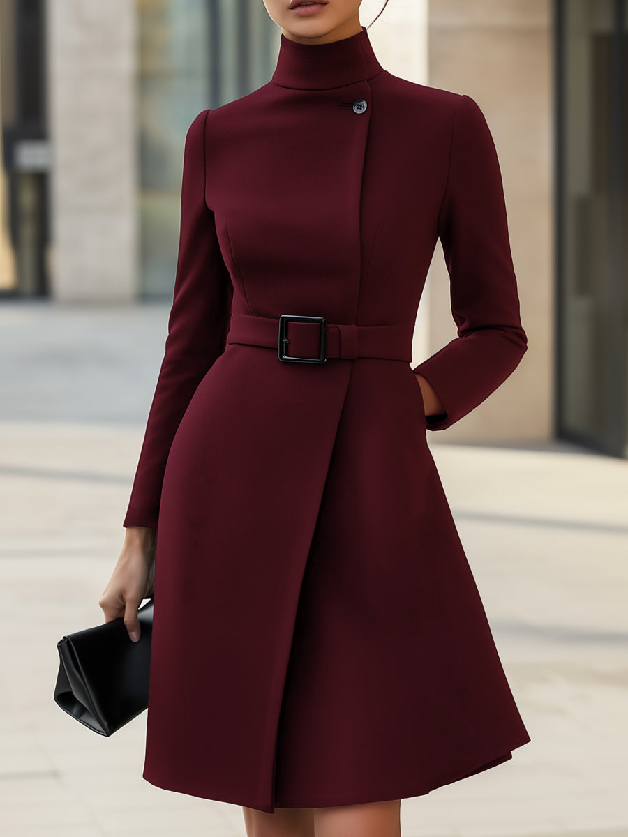 CORVANI | ROBE À COL MONTANT CEINTURÉE LÉONIE FEMME