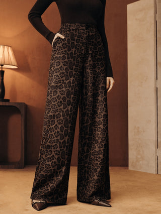 CORVANI | PANTALON LARGE TAILLE HAUTE LÉOPARD CASSIOPÉE FEMME