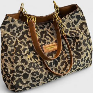 CORVANI | CABAS EN TOILE LÉOPARD AURORE FEMME