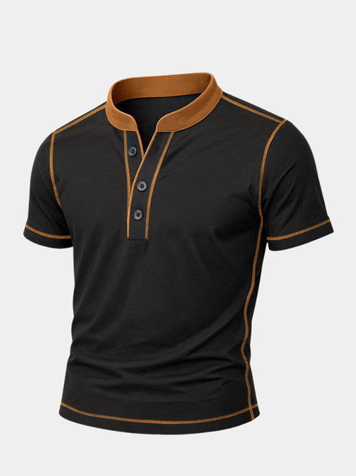 CORVANI | CHEMISE HENLEY MATHIEU À BORD CONTRASTÉ HOMME