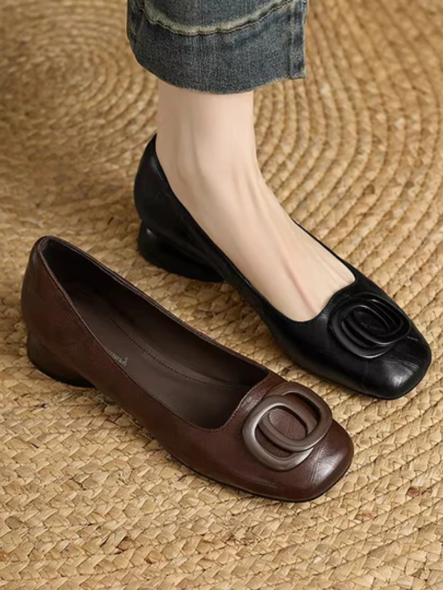 CORVANI | BALLERINES EN CUIR À BOUT CARRÉ FAUSTINE FEMME