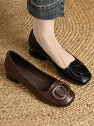 CORVANI | BALLERINES EN CUIR À BOUT CARRÉ FAUSTINE FEMME