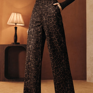 CORVANI | PANTALON LARGE TAILLE HAUTE LÉOPARD CASSIOPÉE FEMME