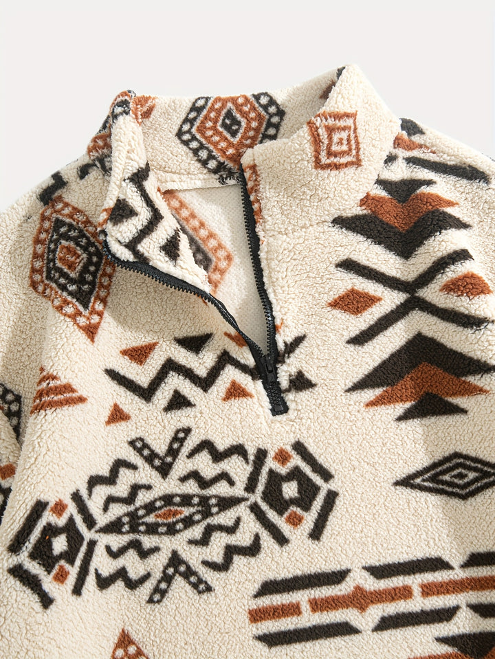CORVANI | SWEAT DEMI-ZIP À MOTIF ETHNIQUE SANDRO HOMME