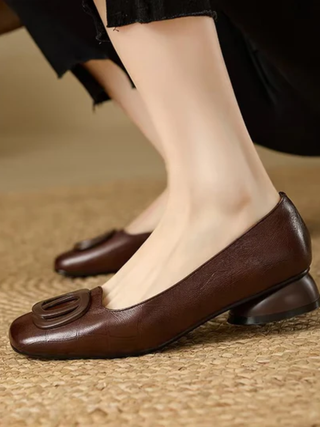 CORVANI | BALLERINES EN CUIR À BOUT CARRÉ FAUSTINE FEMME