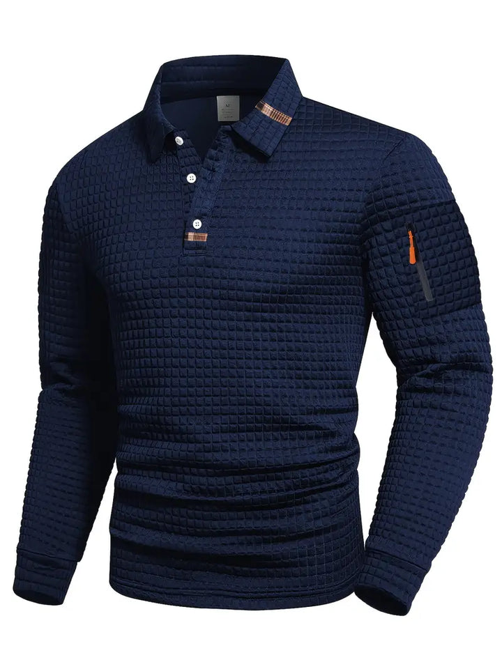 CORVANI | POLO TEXTURÉ À MANCHES LONGUES JÉRÔME HOMME