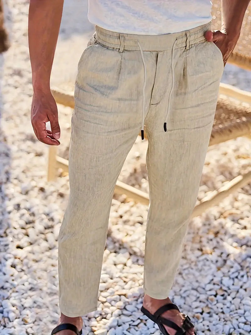 CORVANI | PANTALON LARGE EN LIN À CORDON GUILHEM HOMME