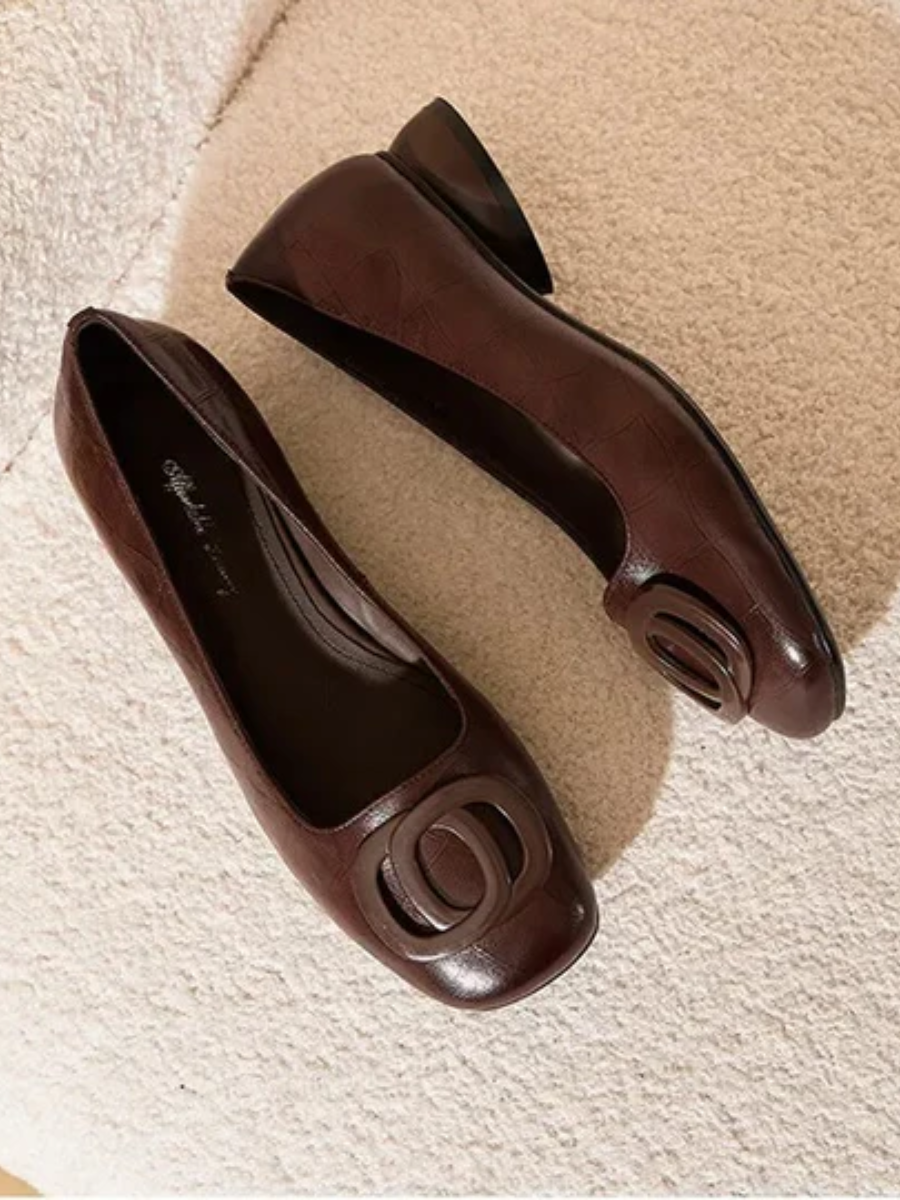 CORVANI | BALLERINES EN CUIR À BOUT CARRÉ FAUSTINE FEMME