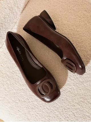 CORVANI | BALLERINES EN CUIR À BOUT CARRÉ FAUSTINE FEMME