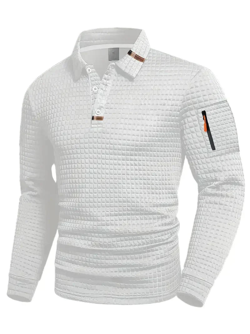 CORVANI | POLO TEXTURÉ À MANCHES LONGUES JÉRÔME HOMME