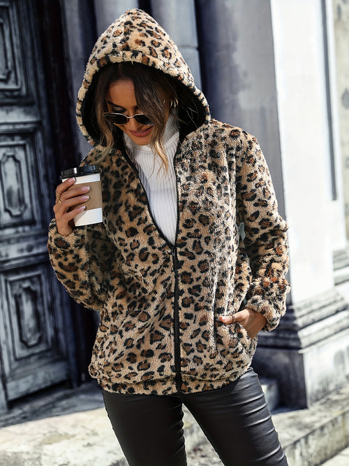 CORVANI | VESTE À CAPUCHE LÉOPARD AURÉA FEMME