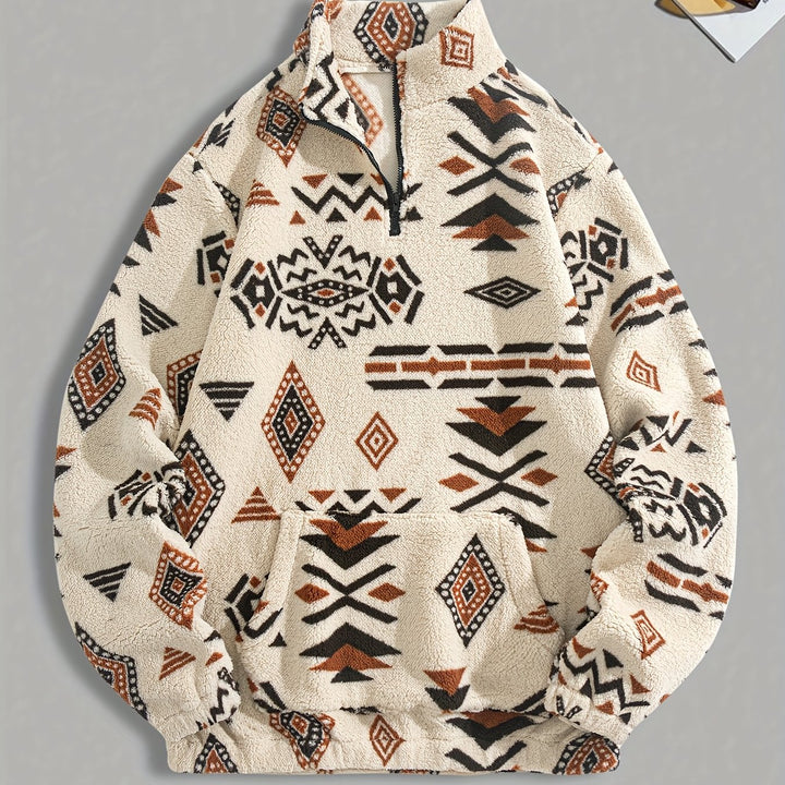 CORVANI | SWEAT DEMI-ZIP À MOTIF ETHNIQUE SANDRO HOMME