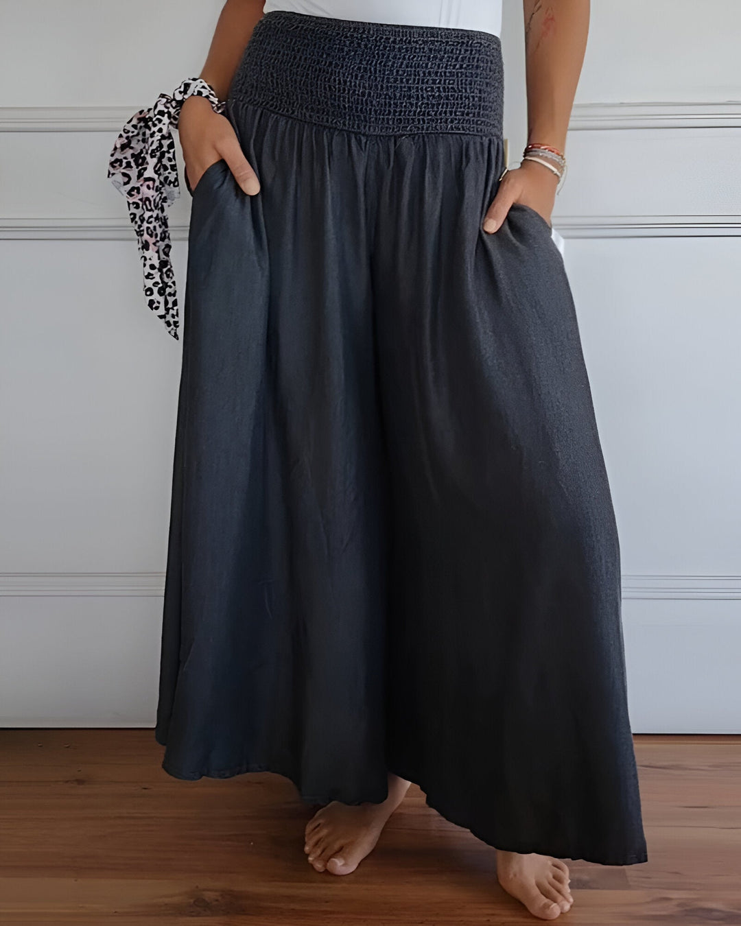 CORVANI | PANTALON LARGE À TAILLE SMOCKÉE FLORENCE FEMME