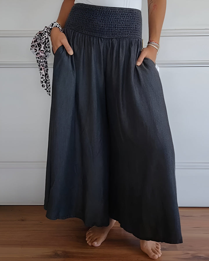 CORVANI | PANTALON LARGE À TAILLE SMOCKÉE FLORENCE FEMME