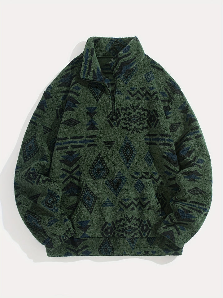 CORVANI | SWEAT DEMI-ZIP À MOTIF ETHNIQUE SANDRO HOMME