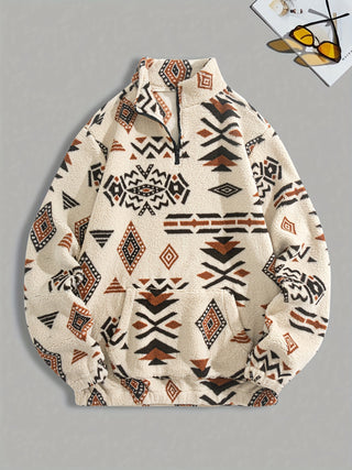 CORVANI | SWEAT DEMI-ZIP À MOTIF ETHNIQUE SANDRO HOMME