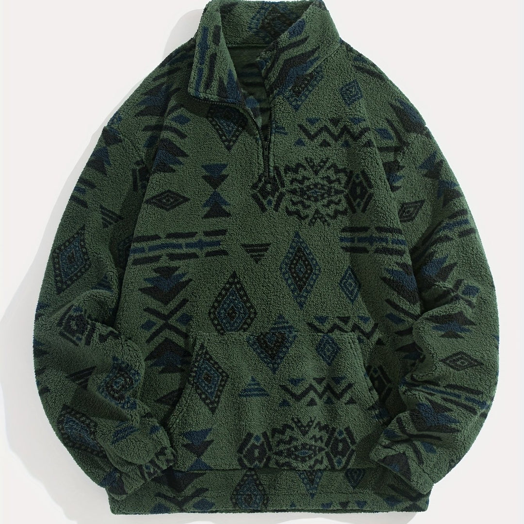 CORVANI | SWEAT DEMI-ZIP À MOTIF ETHNIQUE SANDRO HOMME