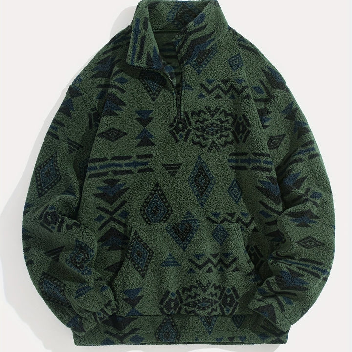 CORVANI | SWEAT DEMI-ZIP À MOTIF ETHNIQUE SANDRO HOMME