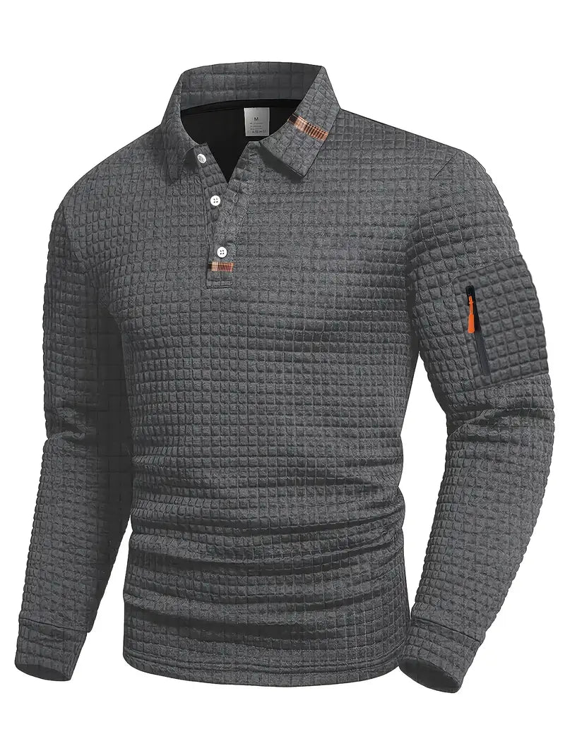 CORVANI | POLO TEXTURÉ À MANCHES LONGUES JÉRÔME HOMME