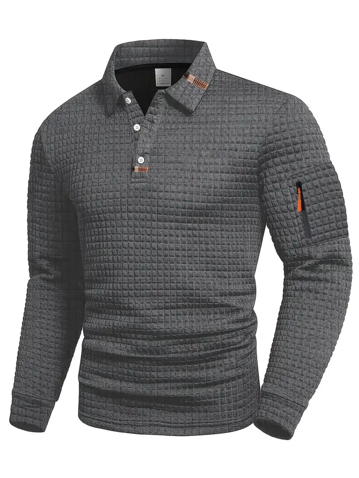 CORVANI | POLO TEXTURÉ À MANCHES LONGUES JÉRÔME HOMME