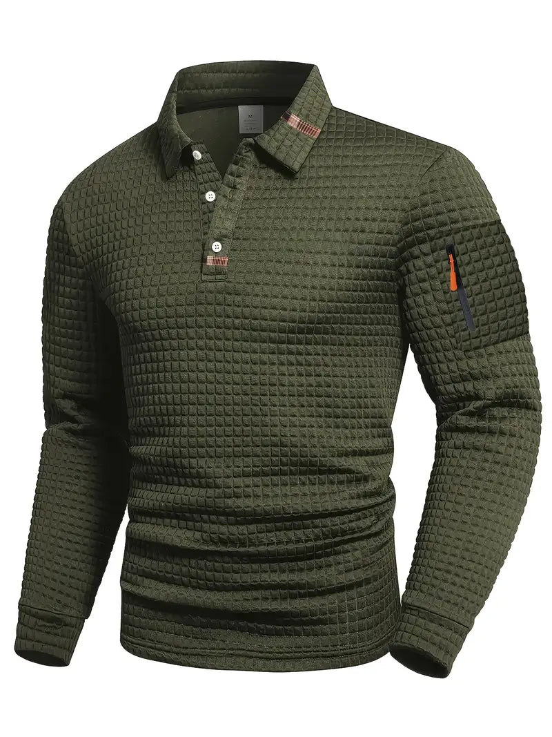 CORVANI | POLO TEXTURÉ À MANCHES LONGUES JÉRÔME HOMME