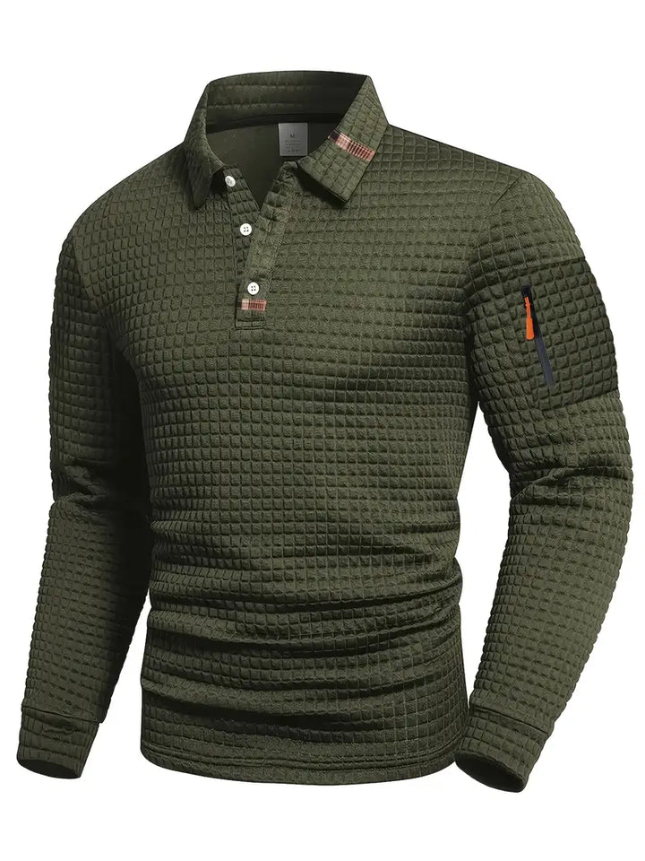 CORVANI | POLO TEXTURÉ À MANCHES LONGUES JÉRÔME HOMME