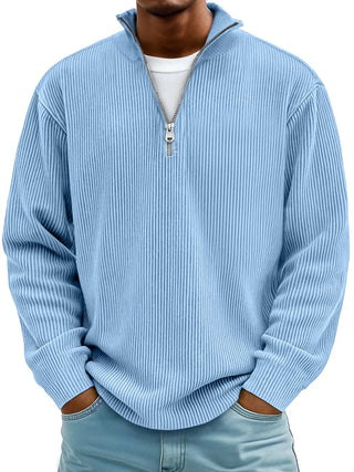 CORVANI | PULL COL ZIPPÉ CÔTELÉ SYLVAIN HOMME