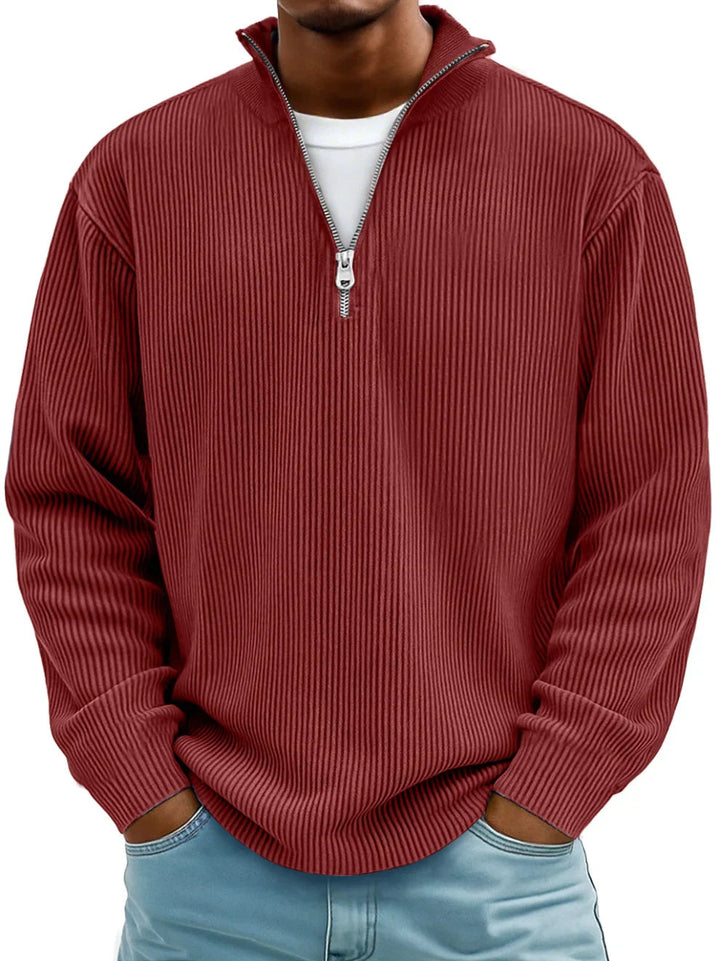 CORVANI | PULL COL ZIPPÉ CÔTELÉ SYLVAIN HOMME