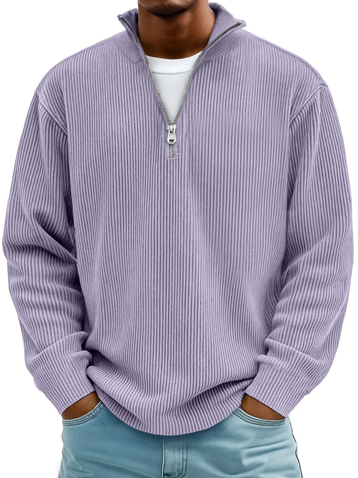 CORVANI | PULL COL ZIPPÉ CÔTELÉ SYLVAIN HOMME