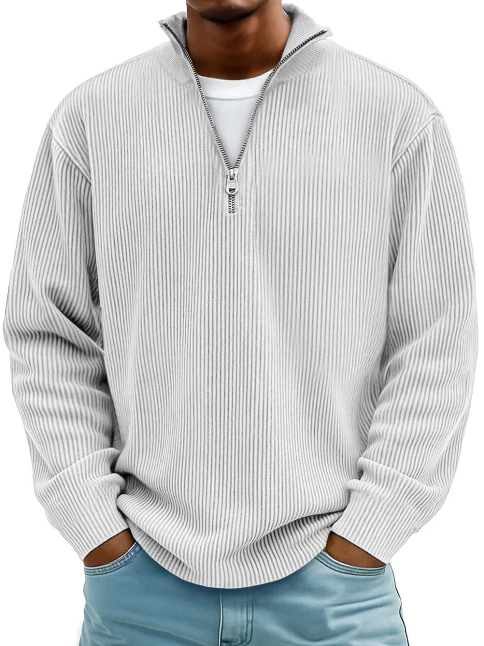 CORVANI | PULL COL ZIPPÉ CÔTELÉ SYLVAIN HOMME