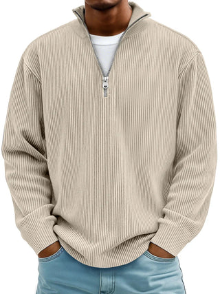 CORVANI | PULL COL ZIPPÉ CÔTELÉ SYLVAIN HOMME