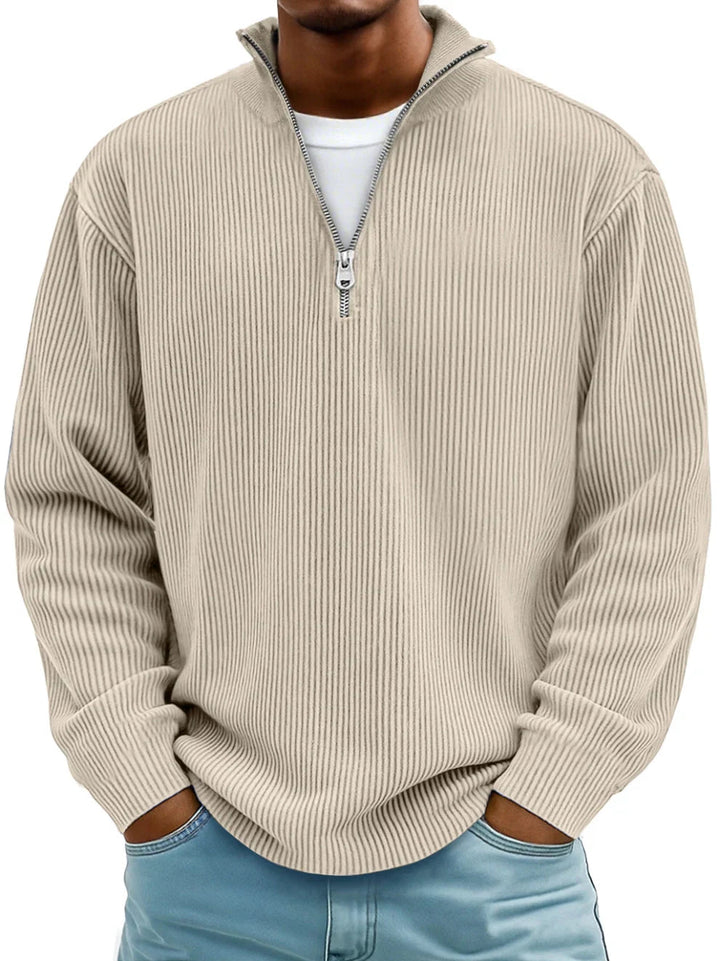 CORVANI | PULL COL ZIPPÉ CÔTELÉ SYLVAIN HOMME