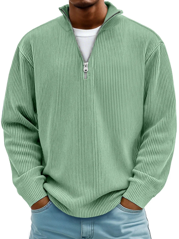 CORVANI | PULL COL ZIPPÉ CÔTELÉ SYLVAIN HOMME