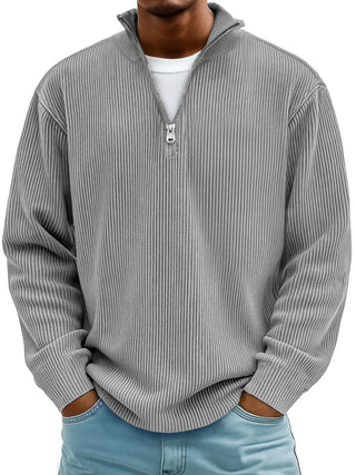 CORVANI | PULL COL ZIPPÉ CÔTELÉ SYLVAIN HOMME