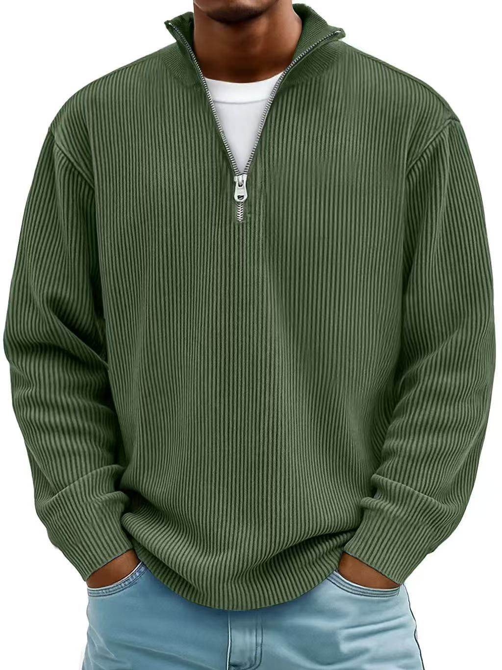 CORVANI | PULL COL ZIPPÉ CÔTELÉ SYLVAIN HOMME