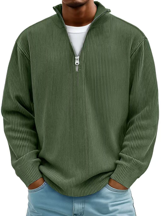 CORVANI | PULL COL ZIPPÉ CÔTELÉ SYLVAIN HOMME