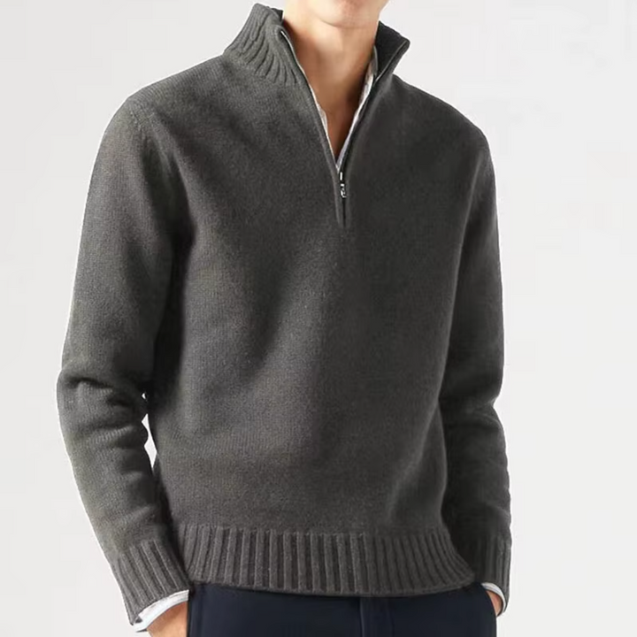 CORVANI | DOLCEVITA EN LAINE ZIPPÉ MARIN HOMME