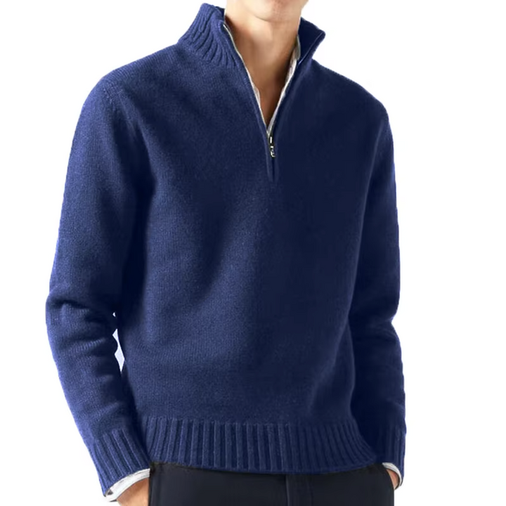 CORVANI | DOLCEVITA EN LAINE ZIPPÉ MARIN HOMME