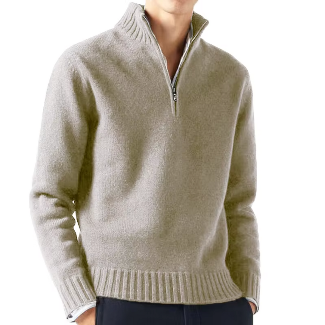 CORVANI | DOLCEVITA EN LAINE ZIPPÉ MARIN HOMME