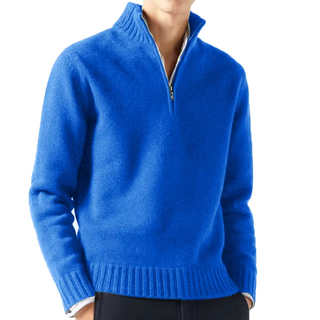 CORVANI | DOLCEVITA EN LAINE ZIPPÉ MARIN HOMME