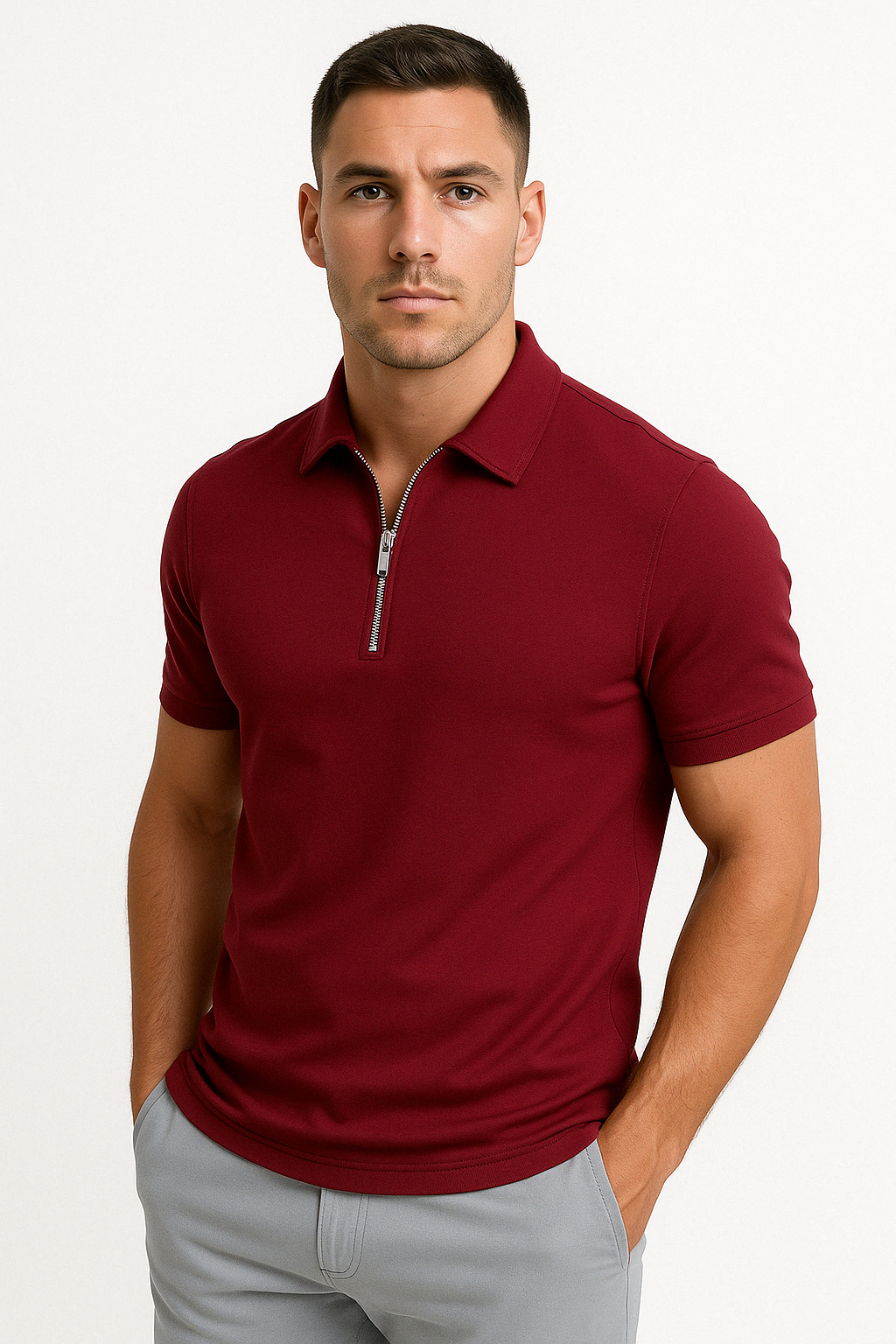 CORVANI | POLO MODERNE FÉLIX À DEMI-ZIP HOMME