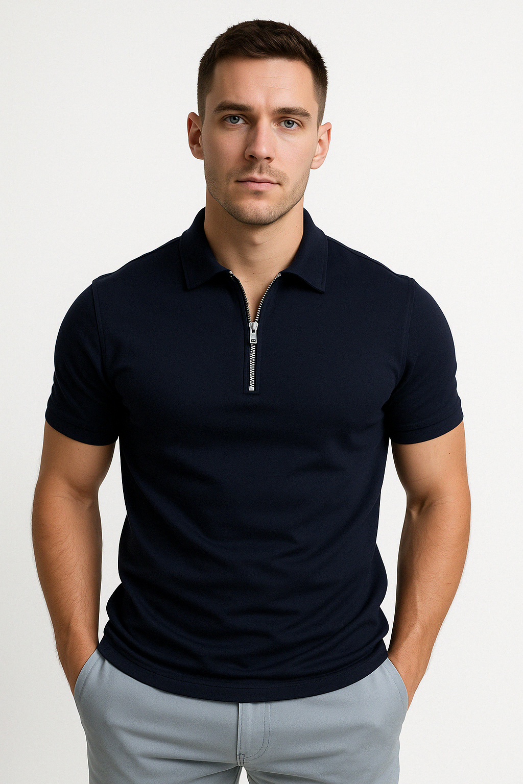 CORVANI | POLO MODERNE FÉLIX À DEMI-ZIP HOMME