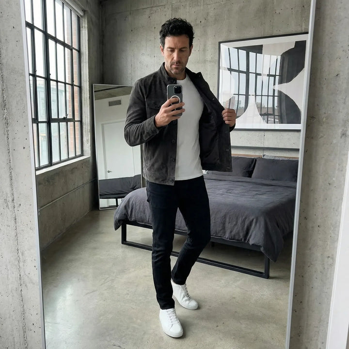 CORVANI | VESTE SUÉDÉE MARC HOMME