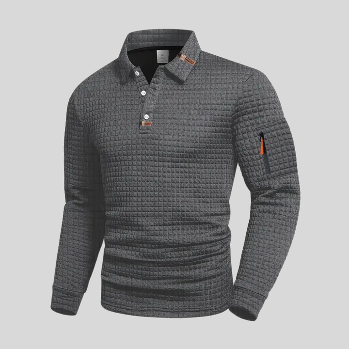 CORVANI | POLO TEXTURÉ À MANCHES LONGUES JÉRÔME HOMME