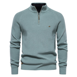 CORVANI | PULL DEMI-ZIP EN MAILLE CÔTELÉE PIERRE HOMME