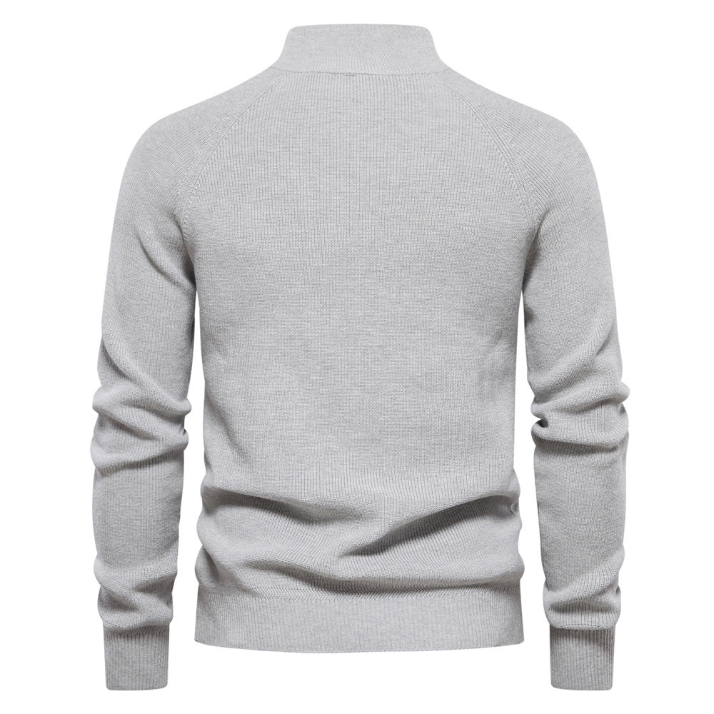 CORVANI | PULL DEMI-ZIP EN MAILLE CÔTELÉE PIERRE HOMME