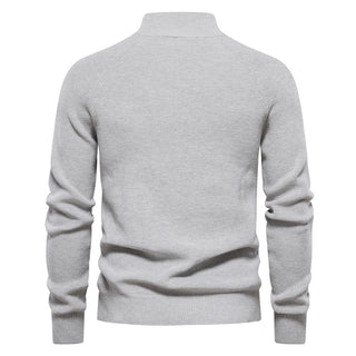 CORVANI | PULL DEMI-ZIP EN MAILLE CÔTELÉE PIERRE HOMME