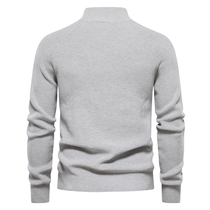CORVANI | PULL DEMI-ZIP EN MAILLE CÔTELÉE PIERRE HOMME
