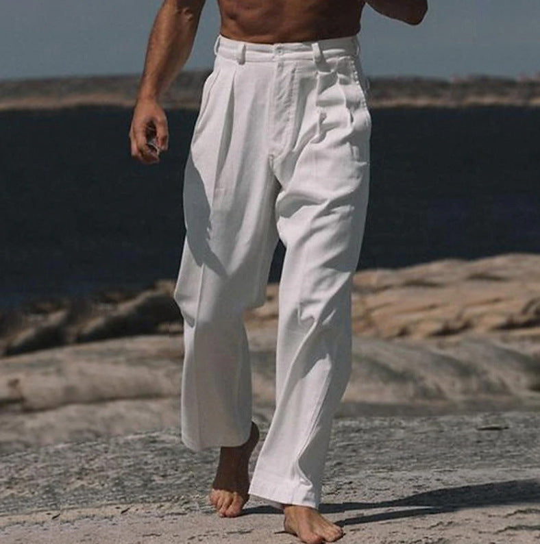 CORVANI | PANTALON EN LIN À JAMBES LARGES ACHILLE HOMME