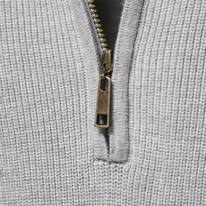 CORVANI | PULL DEMI-ZIP EN MAILLE CÔTELÉE PIERRE HOMME